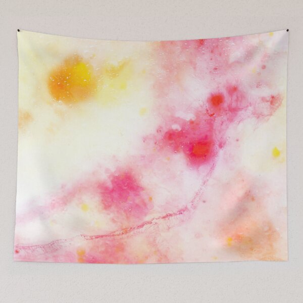 Item preview, Pink, yellow and white watercolor bubbles and flows bright colorful modern designed and sold by TanalyFlowers.