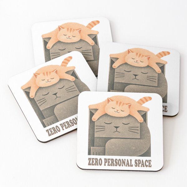 Item preview, Textured Naive Art Cats Illustration Zero Personal Space Sticker designed and sold by DiNata.