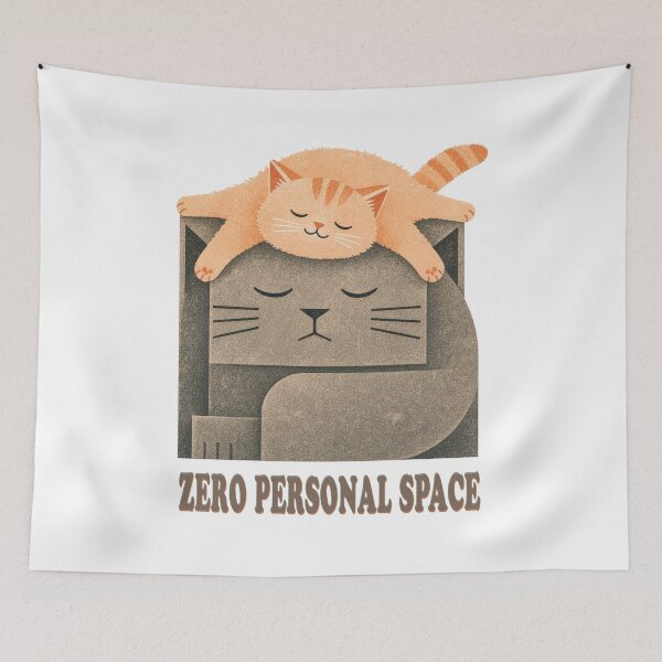 Item preview, Textured Naive Art Cats Illustration Zero Personal Space Sticker designed and sold by DiNata.
