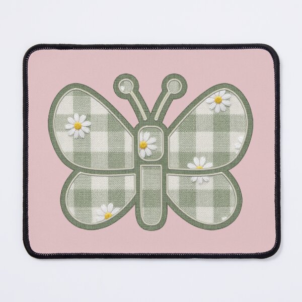 Item preview, Sage Green Gingham Butterfly Patch Cottagecore Embroidered Look designed and sold by thelexiverse.