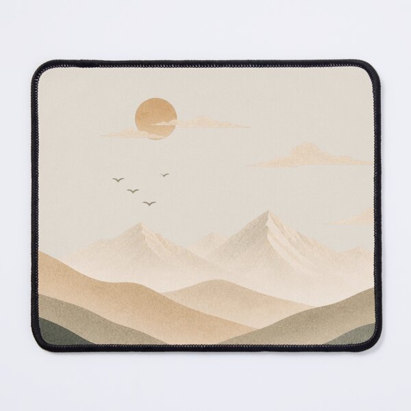 Item preview, Minimalist Mountain Landscape – Neutral Boho Hills and Sun Art designed and sold by AgathaLochArt.
