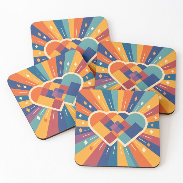 Item preview, Geometric Heart Sunburst in Retro Colours designed and sold by InkSmithery.