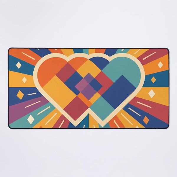 Item preview, Geometric Heart Sunburst in Retro Colours designed and sold by InkSmithery.