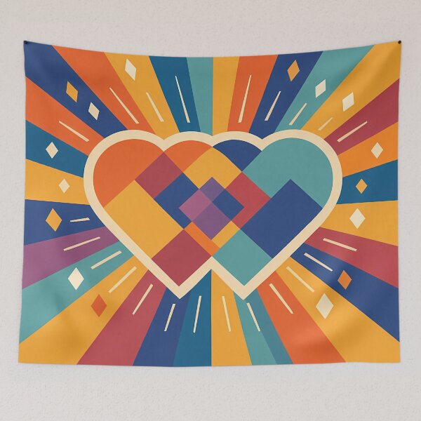 Item preview, Geometric Heart Sunburst in Retro Colours designed and sold by InkSmithery.