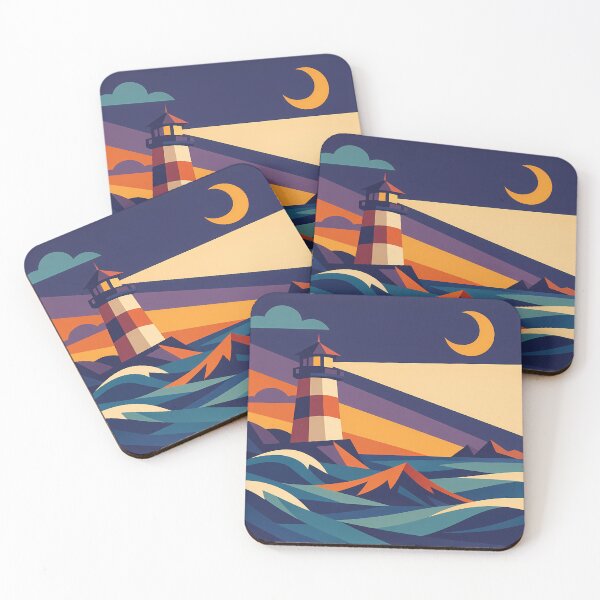 Item preview, Geometric Lighthouse Under a Crescent Moon designed and sold by InkSmithery.