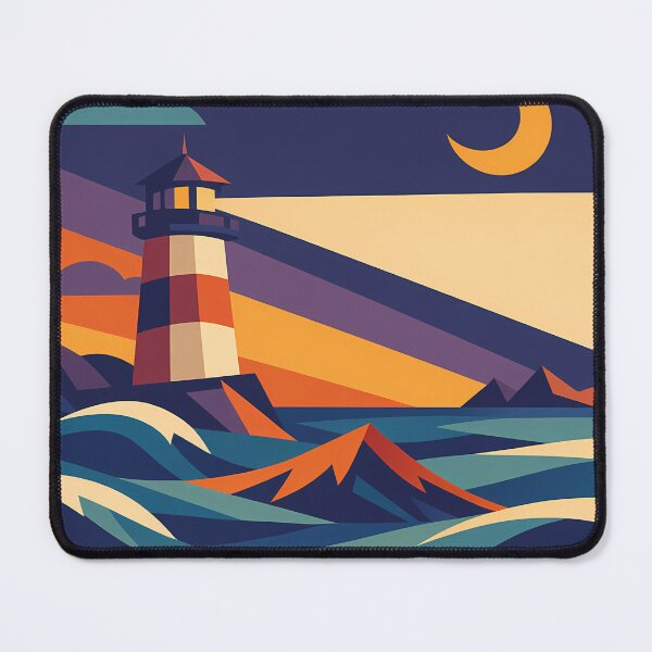 Item preview, Geometric Lighthouse Under a Crescent Moon designed and sold by InkSmithery.