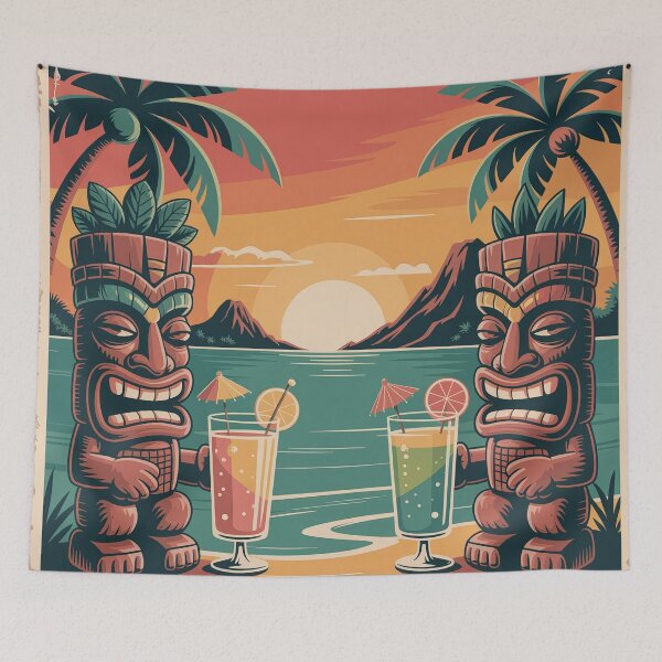 Item preview, Vintage Tiki Bar Sunset Mid-Century Modern Tropical designed and sold by Tamas Das.