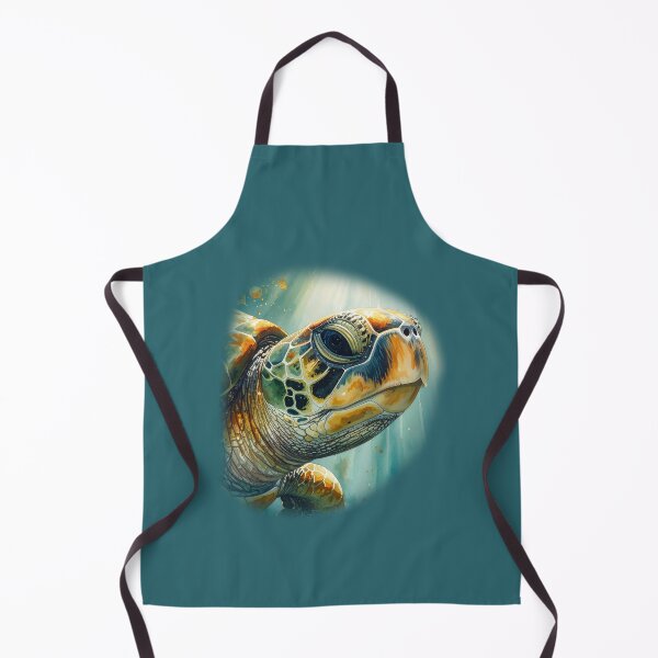Item preview, Ethereal sea turtle watercolor portrait underwater light rays designed and sold by icemanphotos.