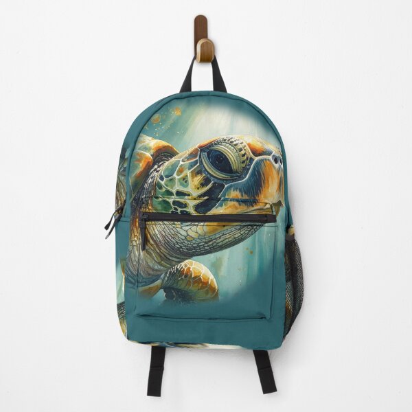 Item preview, Ethereal sea turtle watercolor portrait underwater light rays designed and sold by icemanphotos.
