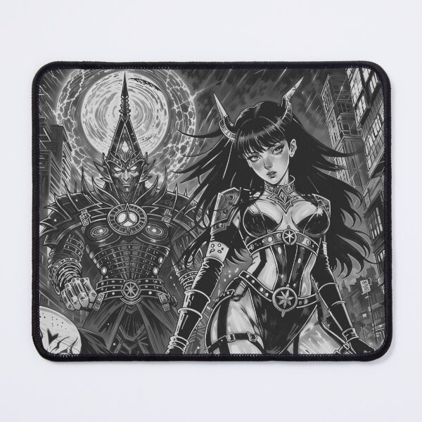 Item preview, Cyberpunk Demon Empress And Dark Cyber Warriors Under Eclipse In Dystopian City designed and sold by D6rkT3chDemon.