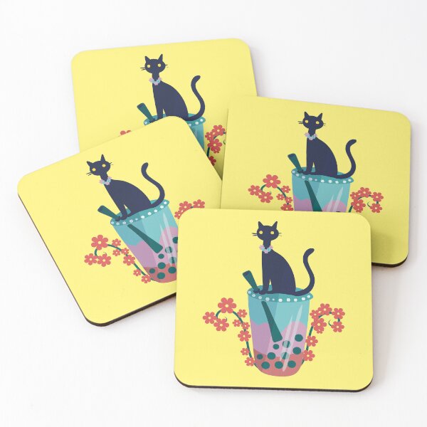 Item preview, Black Cat on Boba Tea designed and sold by IvysCreativityHouse.