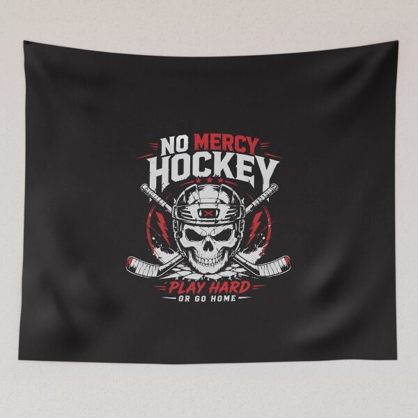 Item preview, No Mercy Hockey Skull Play Hard Aggressive Hockey Fan Design designed and sold by kiralynstration.