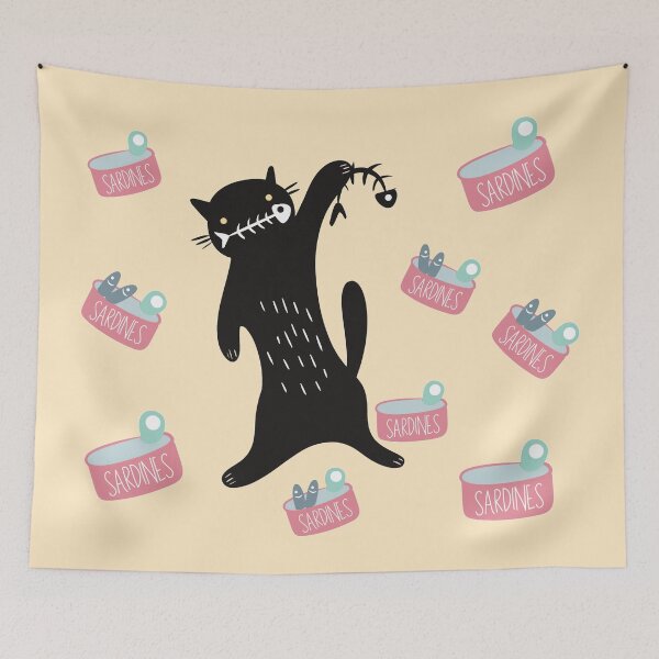 Item preview, Black Cat Eating Sardines designed and sold by IvysCreativityHouse.
