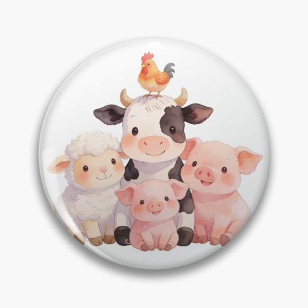 Item preview, Adorable Watercolor Farm Animals - Cute Cow, Sheep, and Piglet Nursery Art designed and sold by AZABSTORE.