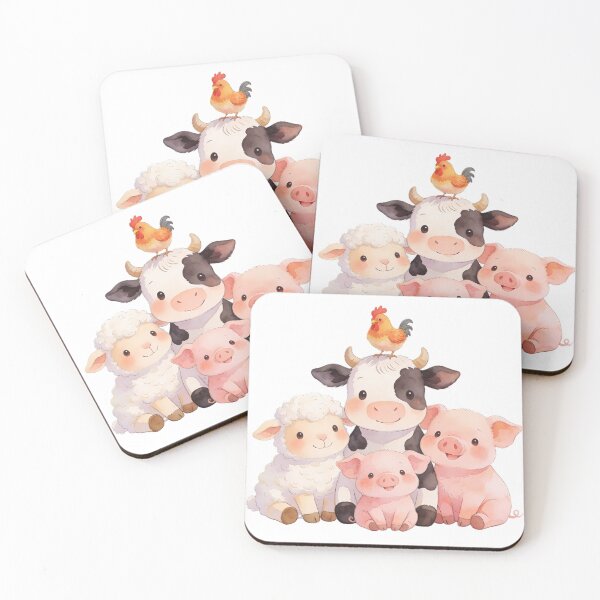 Item preview, Adorable Watercolor Farm Animals - Cute Cow, Sheep, and Piglet Nursery Art designed and sold by AZABSTORE.