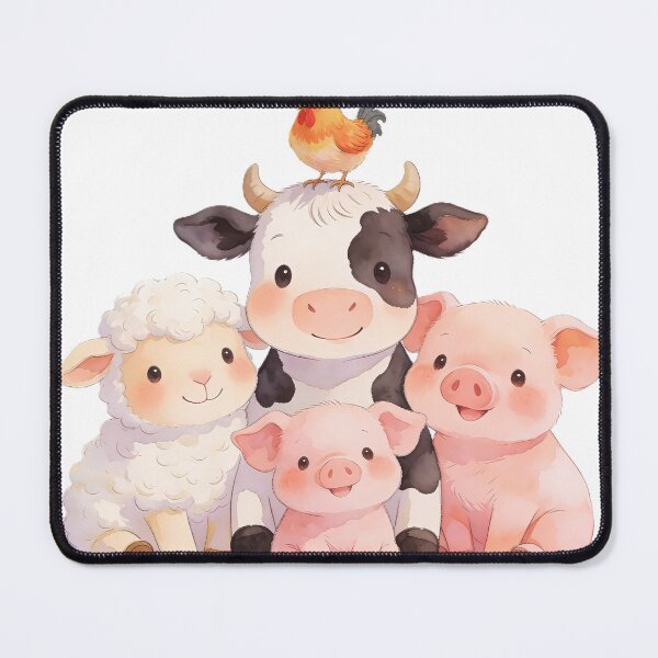 Item preview, Adorable Watercolor Farm Animals - Cute Cow, Sheep, and Piglet Nursery Art designed and sold by AZABSTORE.
