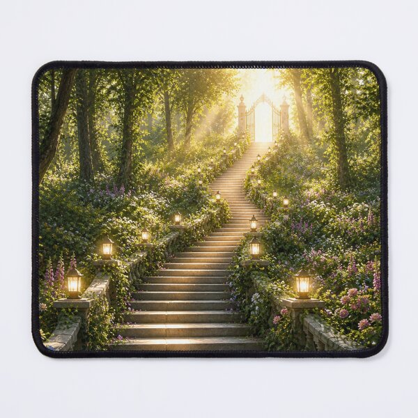 Item preview, Sunlit Garden Stairway Fantasy Scene designed and sold by IntelliMindDesigns.