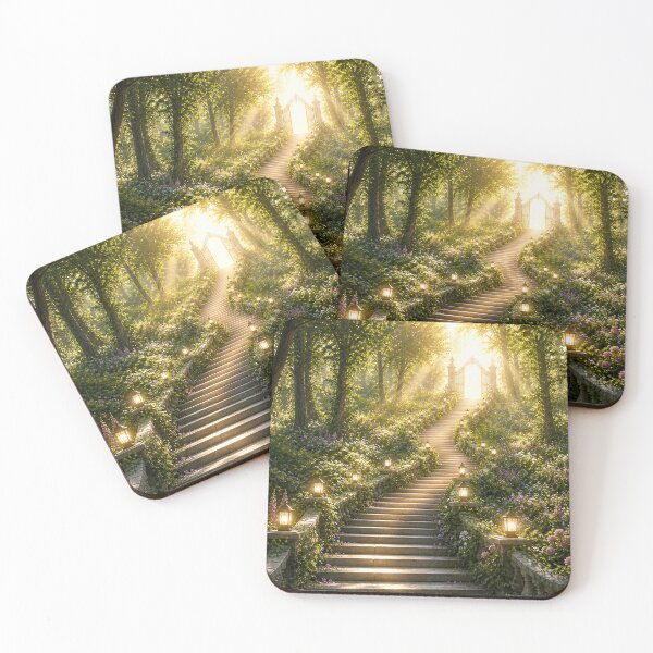 Item preview, Sunlit Garden Stairway Fantasy Scene designed and sold by IntelliMindDesigns.