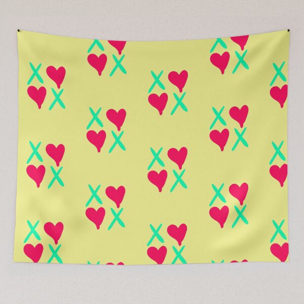 Item preview, XOXO Kisses and Hugs Hearts Aqua Green Magenta 90s designed and sold by AstronautMerch.