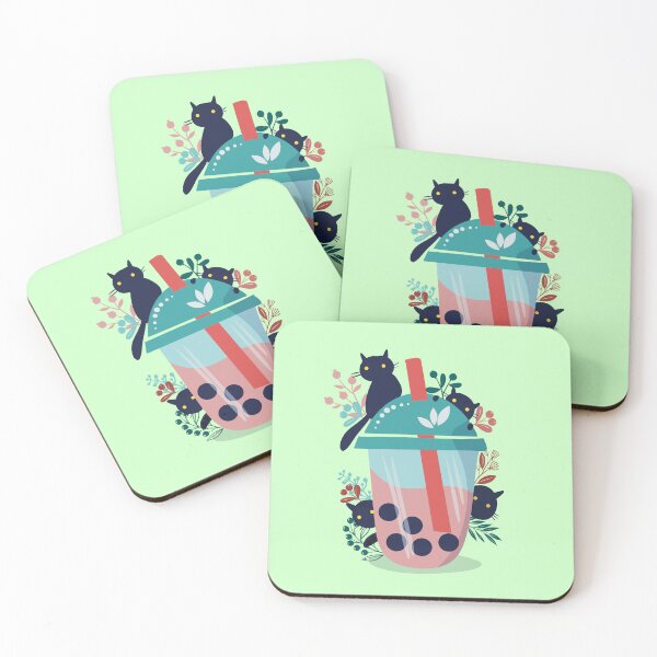 Item preview, Bubble Tea Black Cats designed and sold by IvysCreativityHouse.
