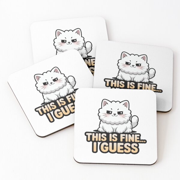 Item preview, This Is Fine... I Guess - Sarcastic White Cat designed and sold by Wennity.