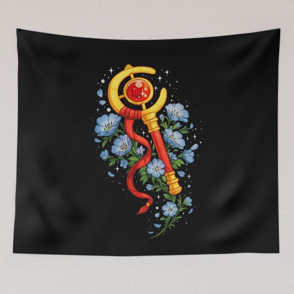 Item preview, golden staff with flowers designed and sold by PRINTATSTUDIO.