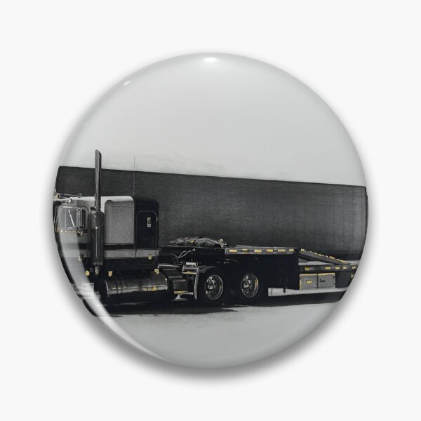 Item preview, Semi Truck Flatbed Trailer with Shipping Containers Charcoal Art with Gold Leaf designed and sold by CiaraCharcoal.