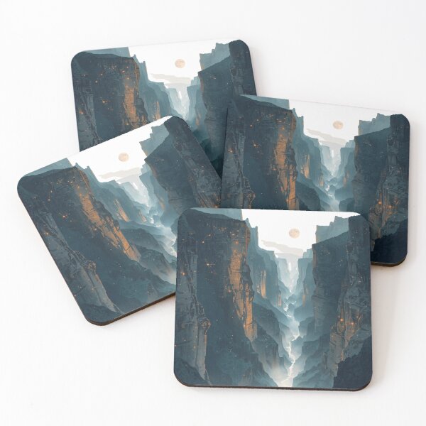Item preview, Dreamlike Celestial Canyon with Star-Carved Cliffs & Lunar Mist designed and sold by catcurio.