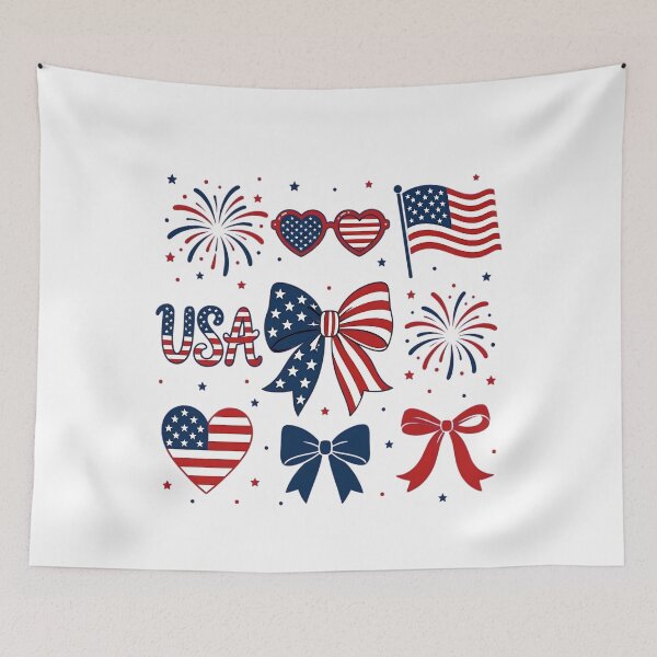 Item preview, USA Flag Fireworks Bows Patriotic 4th of July Coquette Girls designed and sold by clothesy7.