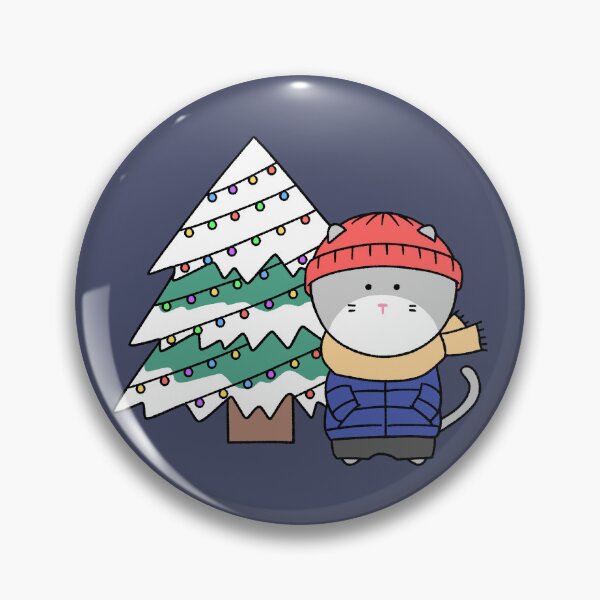 Item preview, Cute Winter Cat in Beanie with Christmas Tree Illustration designed and sold by ubborn.