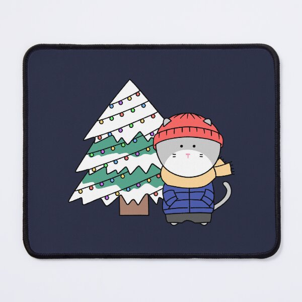 Item preview, Cute Winter Cat in Beanie with Christmas Tree Illustration designed and sold by ubborn.