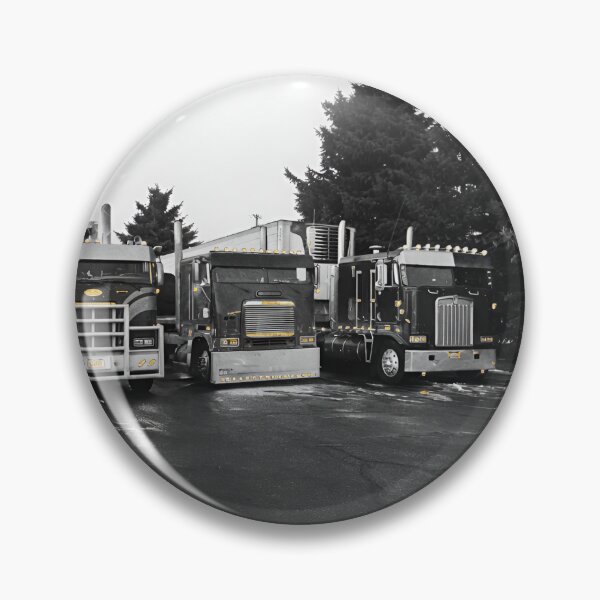 Item preview, Three Parked Semi Trucks Charcoal Art with Real Gold Leaf designed and sold by CiaraCharcoal.