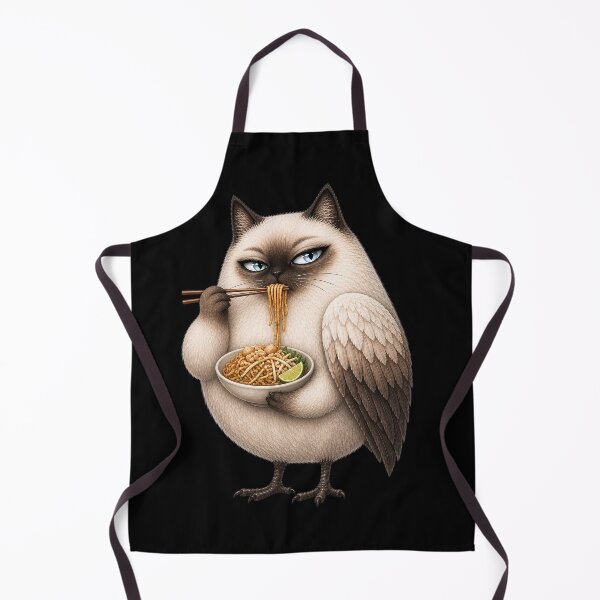 Item preview, Funny Owl Cat Eating Noodles designed and sold by MoonfurStudio.
