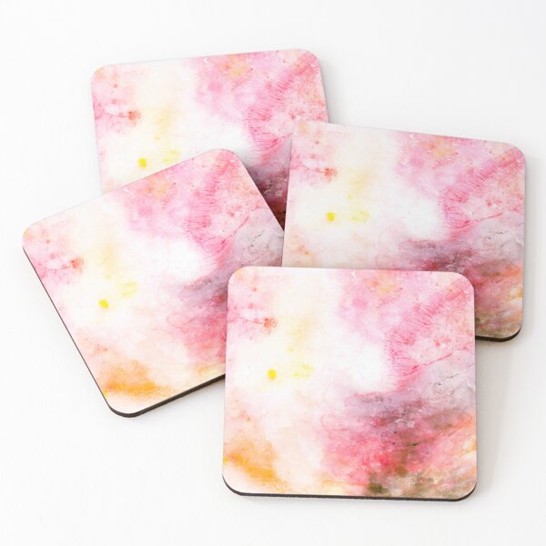 Item preview, Pink, yellow and white watercolor bubbles and flows bright colorful modern art designed and sold by TanalyFlowers.