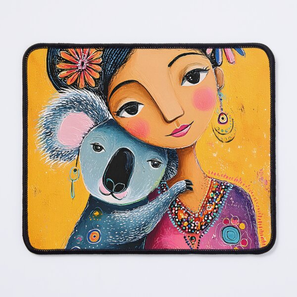 Item preview, Colorful Portrait of Girl with Koala Companion designed and sold by Artessie.