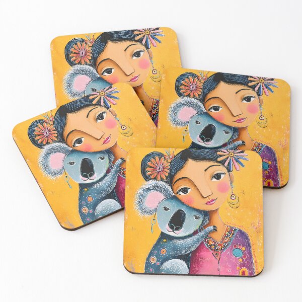 Item preview, Colorful Portrait of Girl with Koala Companion designed and sold by Artessie.