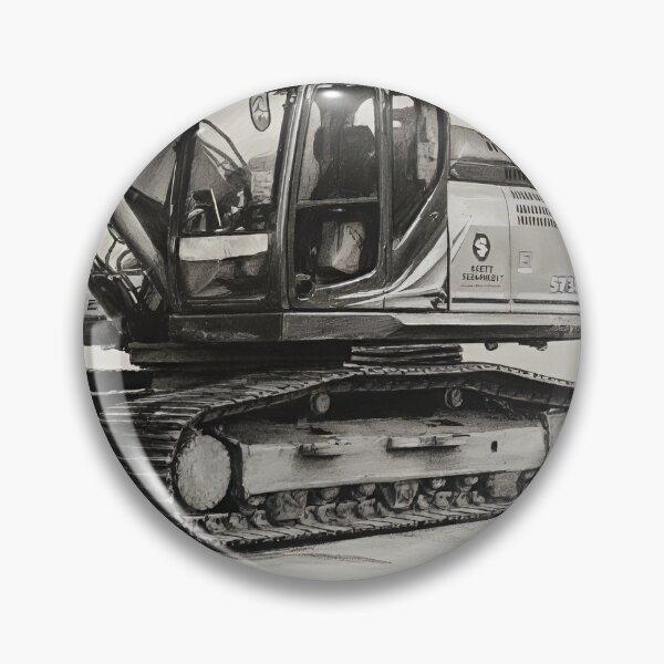 Item preview, Large Excavator Heavy Machinery Charcoal Art with Real Gold Leaf designed and sold by CiaraCharcoal.