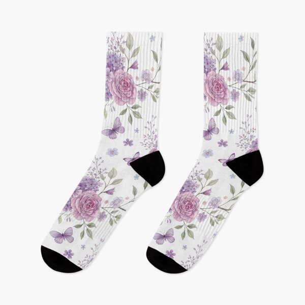 Item preview, Lilac Floral Pattern – Butterfly Pastel Seamless Romantic Design designed and sold by Erik Visnievskij.