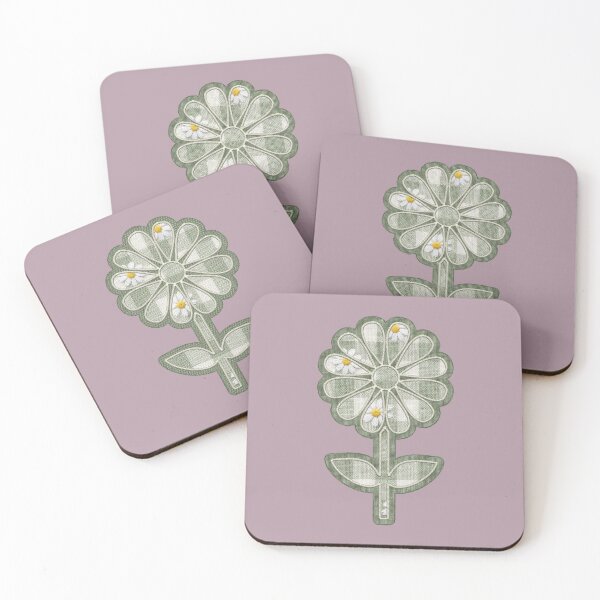 Item preview, Sage Green Gingham Daisy Patch Folk Art Embroidered Look designed and sold by thelexiverse.