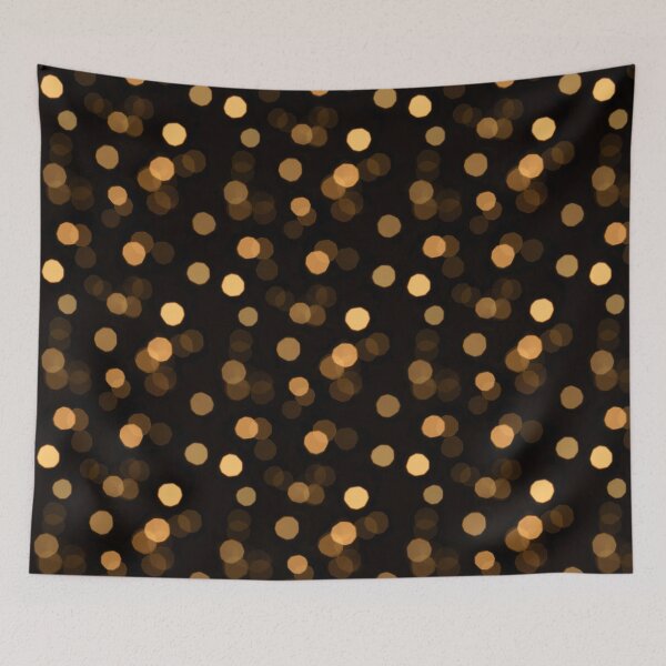 Item preview, Yellow bokeh lights pattern on dark background creating abstract festive night texture designed and sold by TanalyFlowers.