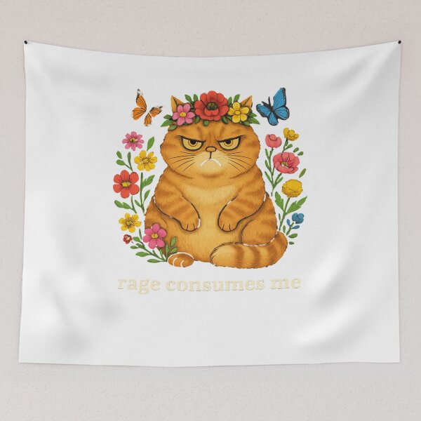 Item preview, Rage Consumes Me Floral Cat designed and sold by SiarheiYur.