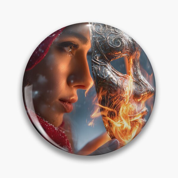 Item preview, Mystical Woman with Fiery Mask in Snowy Landscape designed and sold by Artessie.