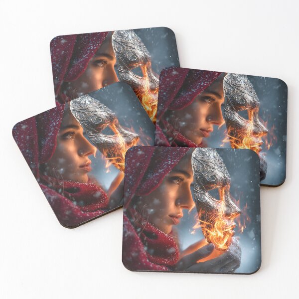 Item preview, Mystical Woman with Fiery Mask in Snowy Landscape designed and sold by Artessie.