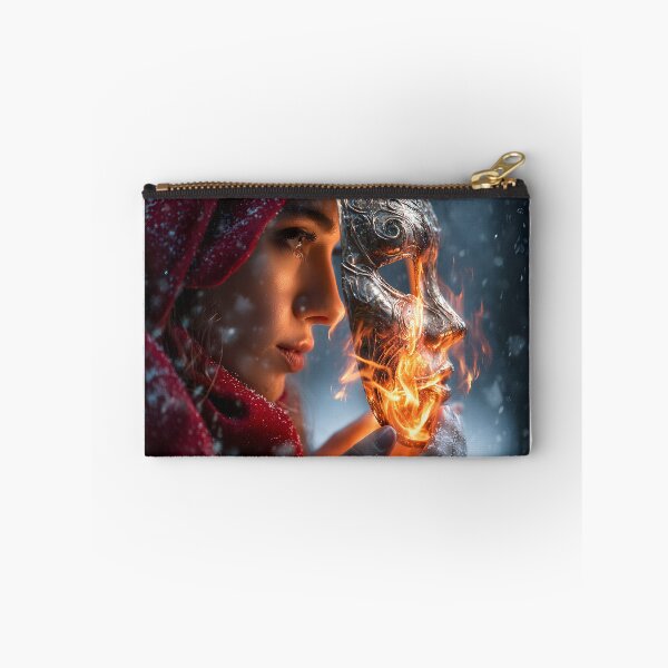 Item preview, Mystical Woman with Fiery Mask in Snowy Landscape designed and sold by Artessie.
