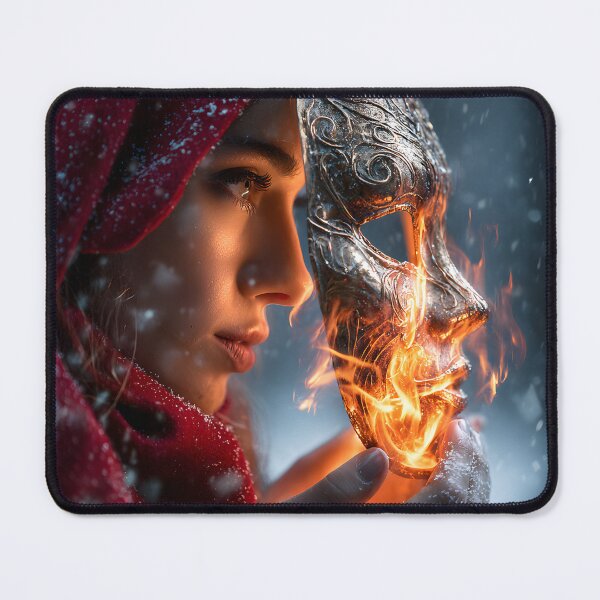 Item preview, Mystical Woman with Fiery Mask in Snowy Landscape designed and sold by Artessie.