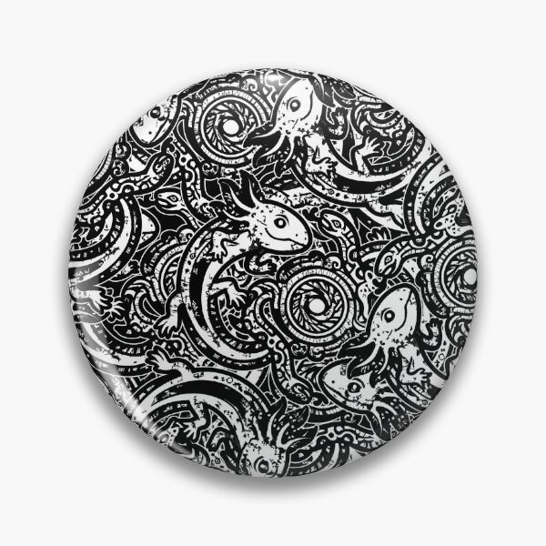 Item preview, Aztec axolotl tribal pattern Xolotl fighting Tezcatlipoca jaguar and snake gods black and white vintage style designed and sold by bard-art.