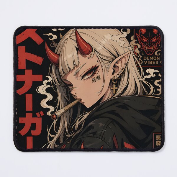 Item preview, Stoner Demon Girl Streetwear Design – Anime Weed Hoodie Graphic, Dark Aesthetic Devil Girl, High Life Urban Art Tee designed and sold by WAUZ.