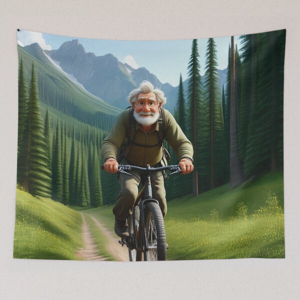 Item preview, Old Man riding a Mountain Bike designed and sold by Colin Bentham.