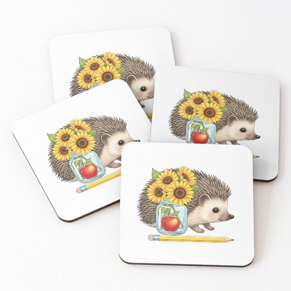 Item preview, Sunflower Ribbon Hedgehog Watercolor Jar Gift designed and sold by pumsquare.