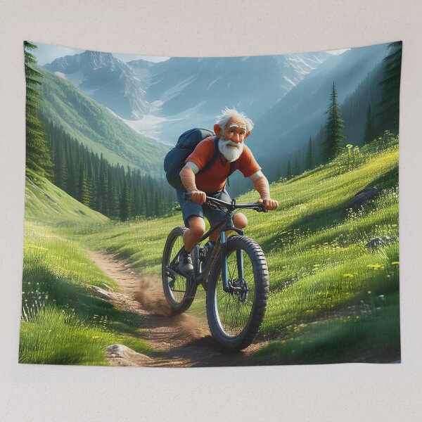 Item preview, Old Man riding a Mountain Bike designed and sold by Colin Bentham.